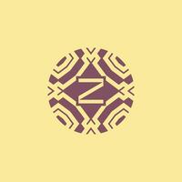 Initial letter Z circle frame unique tribe pattern logo vector