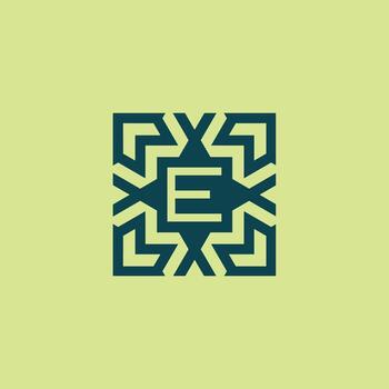 Initial letter E square abstract pattern logo vector