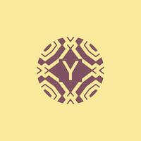 Initial letter Y circle frame unique tribe pattern logo vector