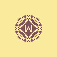 Initial letter W circle frame unique tribe pattern logo vector