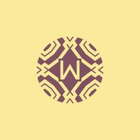 Initial letter W circle frame unique tribe pattern logo vector