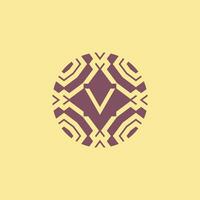 Initial letter V circle frame unique tribe pattern logo vector