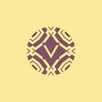 Initial letter V circle frame unique tribe pattern logo vector