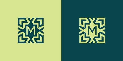 Initial letter M square abstract pattern logo vector