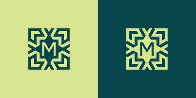 Initial letter M square abstract pattern logo vector