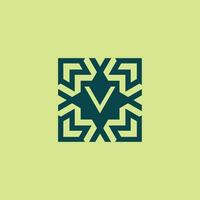 Initial letter V square abstract pattern logo vector