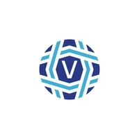Initial letter V sphere logo Symbolize Global Connectivity vector