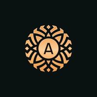 Initial letter A abstract floral medallion emblem logo vector