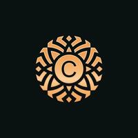 Initial letter C abstract floral medallion emblem logo vector