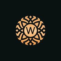 Initial letter W abstract floral medallion emblem logo vector