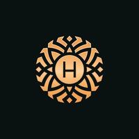 Initial letter H abstract floral medallion emblem logo vector