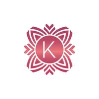 Initial letter K ornamental flower emblem logo vector