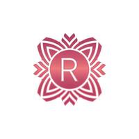 Initial letter R ornamental flower emblem logo vector