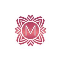Initial letter M ornamental flower emblem logo vector