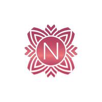 Initial letter N ornamental flower emblem logo vector