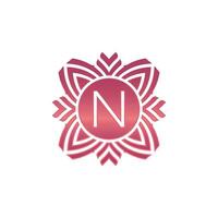 Initial letter N ornamental flower emblem logo vector