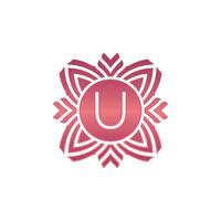 Initial letter U ornamental flower emblem logo vector