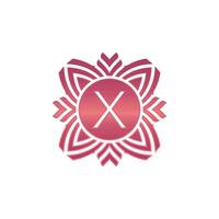 Initial letter X ornamental flower emblem logo vector