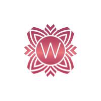 inicial letra w ornamental flor emblema logo vector