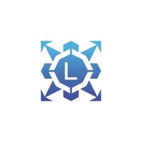 Initial letter L arrow direction technology bagde logo vector