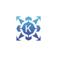 Initial letter K arrow direction technology bagde logo vector