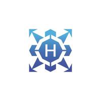 Initial letter H arrow direction technology bagde logo vector