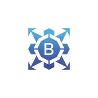 Initial letter B arrow direction technology bagde logo vector