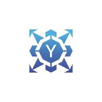 Initial letter Y arrow direction technology bagde logo vector