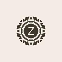 Initial letter Z ornamental medal abstract relief logo vector