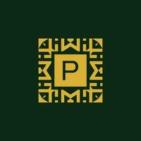 Initial letter P modern star tech pattern logo vector