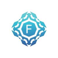 Initial letter F ornamental decorative square pattern logo vector