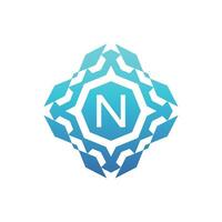 Initial letter N ornamental decorative square pattern logo vector
