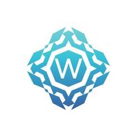 Initial letter W ornamental decorative square pattern logo vector