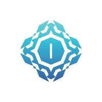 Initial letter I ornamental decorative square pattern logo vector