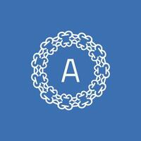 initial letter A ornamental emblem frame circle pattern logo vector