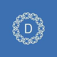 initial letter D ornamental emblem frame circle pattern logo vector