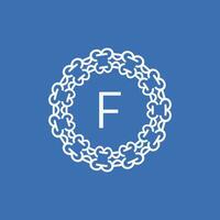 inicial letra F ornamental emblema marco circulo modelo logo vector