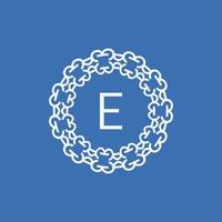 initial letter E ornamental emblem frame circle pattern logo vector