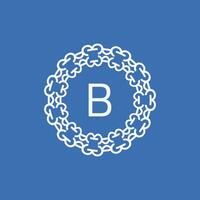 initial letter B ornamental emblem frame circle pattern logo vector