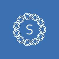 initial letter S ornamental emblem frame circle pattern logo vector