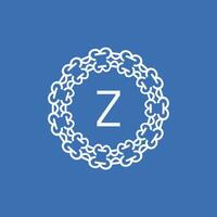 initial letter Z ornamental emblem frame circle pattern logo vector