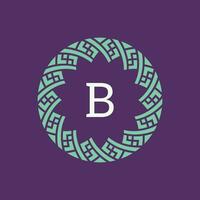 initial letter B ornamental emblem frame circle pattern logo vector