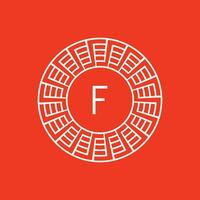 initial letter F ornamental emblem frame circle pattern logo vector