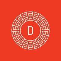 initial letter D ornamental emblem frame circle pattern logo vector