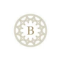 initial letter B ornamental emblem frame circle pattern logo vector