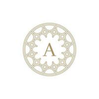 initial letter A ornamental emblem frame circle pattern logo vector