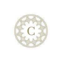 initial letter C ornamental emblem frame circle pattern logo vector
