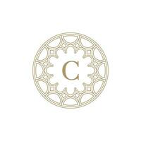 initial letter C ornamental emblem frame circle pattern logo vector