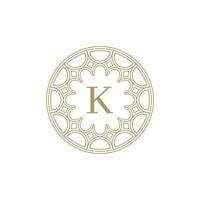 initial letter K ornamental emblem frame circle pattern logo vector