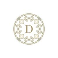 initial letter D ornamental emblem frame circle pattern logo vector